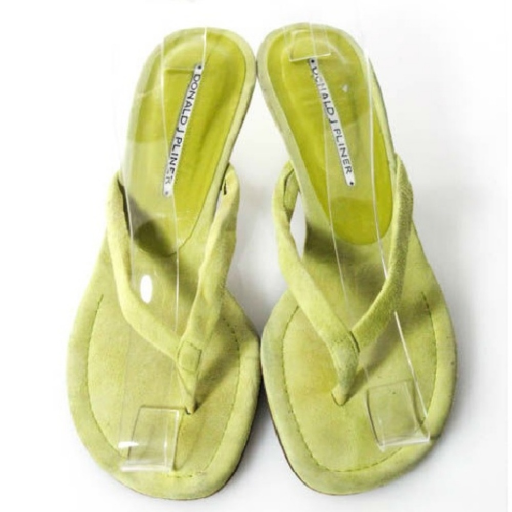 Donald J Pliner Green Suede Kitten Heel Sandals 7